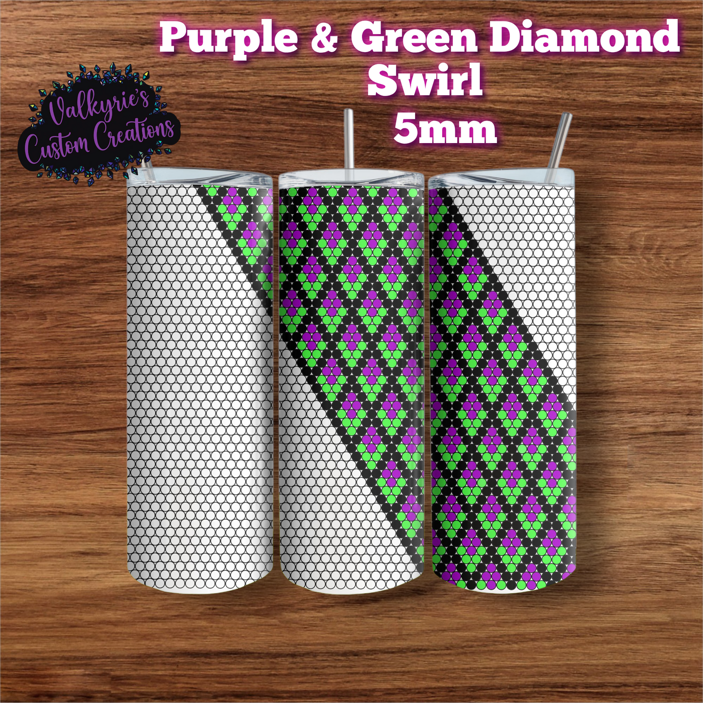 Purple & Green Diamond Swirl 5mm